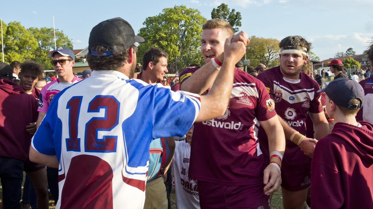 Dalby celebrate their win. TRL Grand Final, Dalby vs Pittsworth. Sunday, 3rd, Sep, 2017.