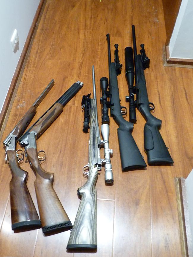 Five rifles. Some with high powered scopes. Picture: SA Police