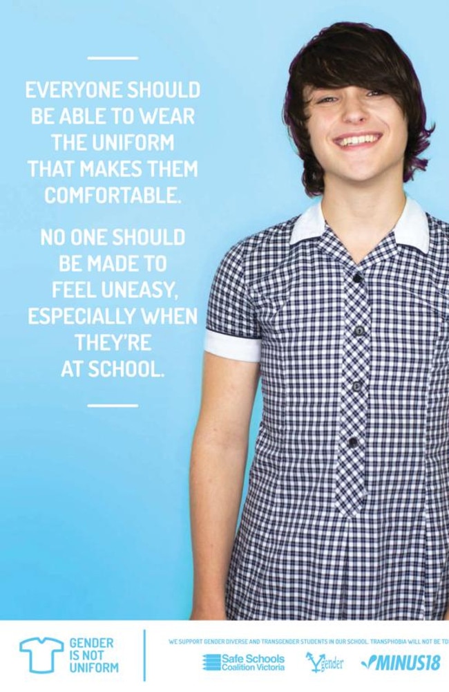 A poster produced by the controversial Safe Schools program features a boy in a dress.