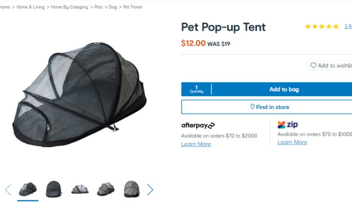 Kmart camping shop cot