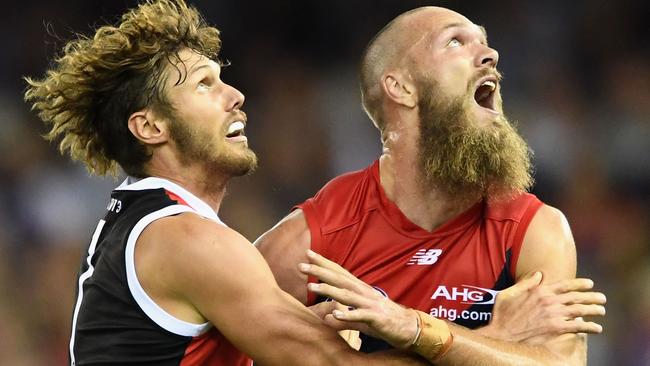 Max Gawn dominated in the ruck for Melbourne. Picture: Getty Images