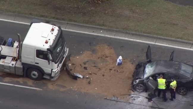 Three people died after a crash at Arundel. Picture: 7News