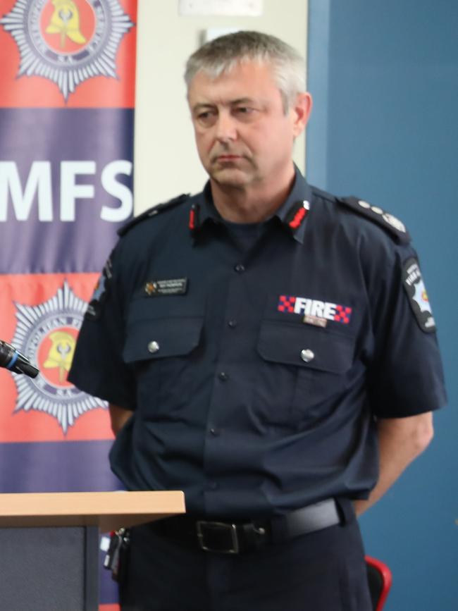 Assistant Chief Fire Officer Roy Thompson at a press conference. Picture: AAP Image/Dean Martin