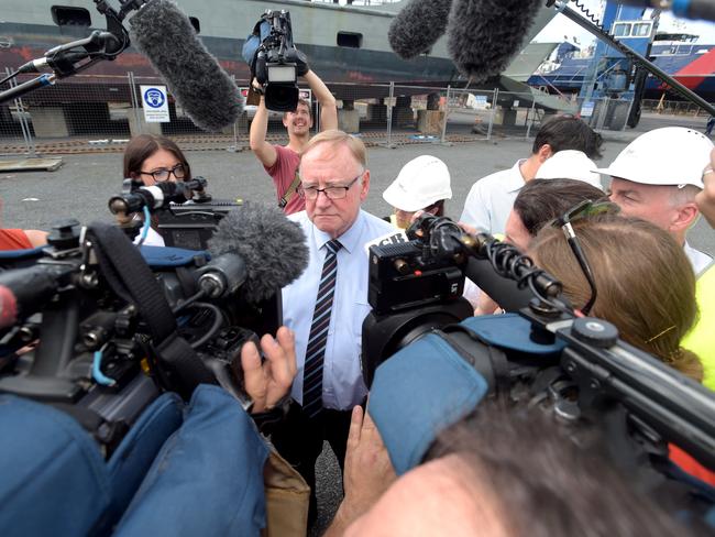 Senator Ian MacDonald faces the media in Cairns.