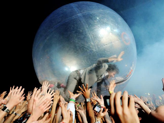 Flaming Lips frontman Wayne Coyne made an impressive entrance to Splendour in the Grass in 2012.