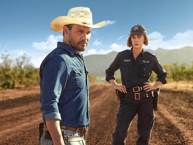 Aaron Pedersen and Judy Davis in the Mystery Road series.