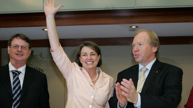 Robert Schwarten, Anna Bligh and Peter Beattie arrive at a Labor Caucus meeting in 2007. Picture: AAP Image/Liam Kidston