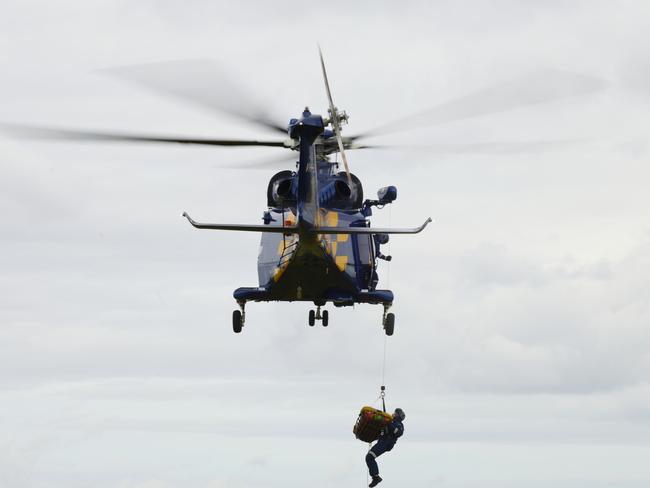 A LifeFlight doctor doing winch training at the Toowoomba base.