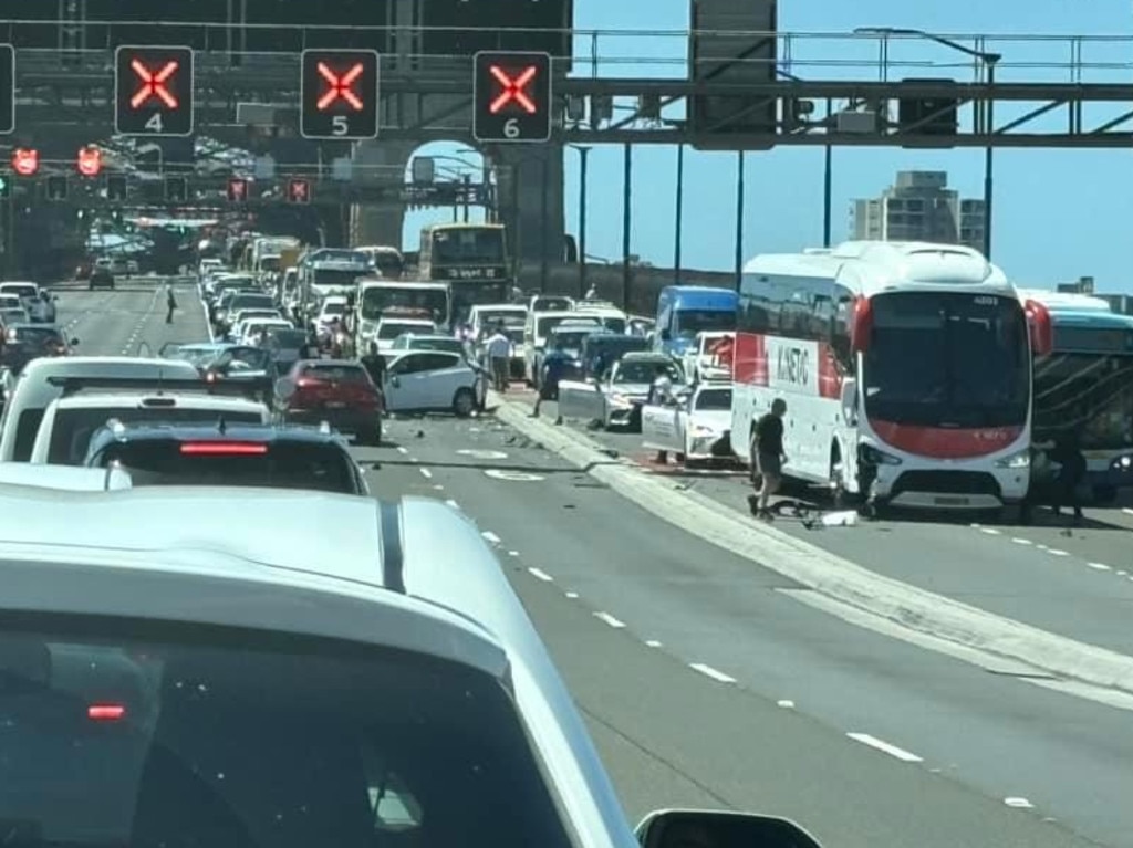 The scene of the fatal multi-vehicle crash on the Sydney Harbour Bridge