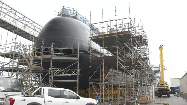 A Collins-class submarine under construciton at Osborne Naval Shipyard, South Australia. Picture: Department of Defence