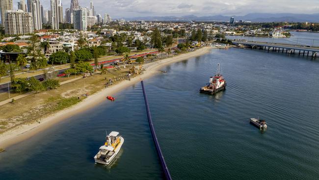 The pipe will be installed under the water tomorrow. Picture: Jerad Williams