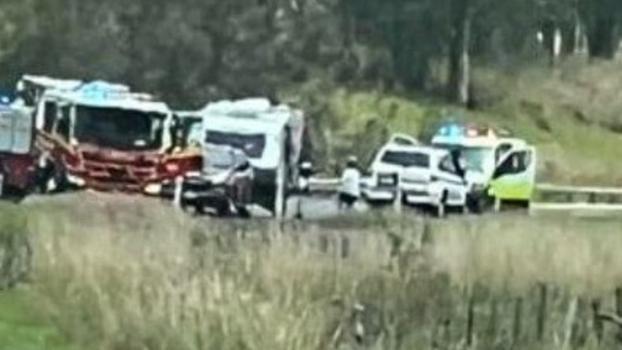 The scene of a crash at Tiaro, which left three children and one adult injured on Tuesday, October 22.