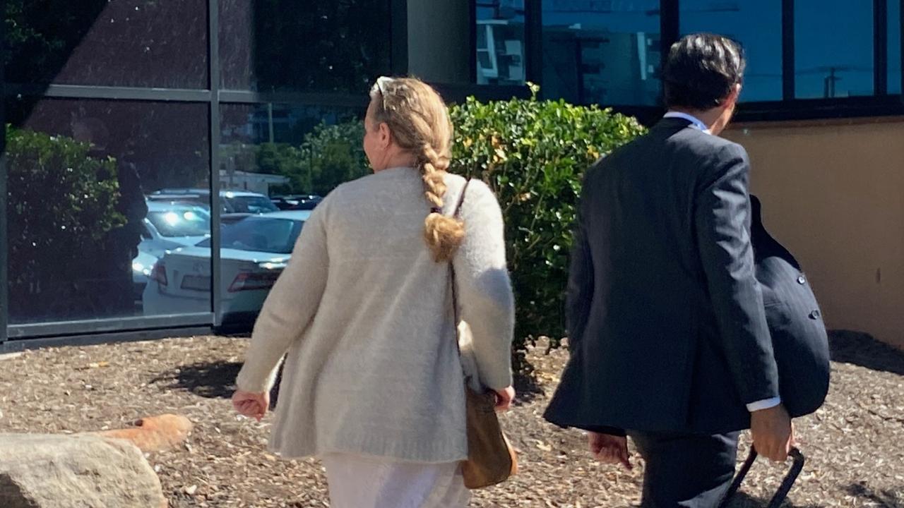 Convicted drug trafficker Phaedra Joy Barrett (left) with her barrister Lincoln Crowley leave Maroochydore District Court. Photo: Maddie Manwaring