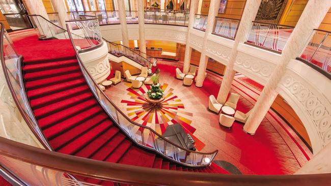 The Cunard ship’s atrium.