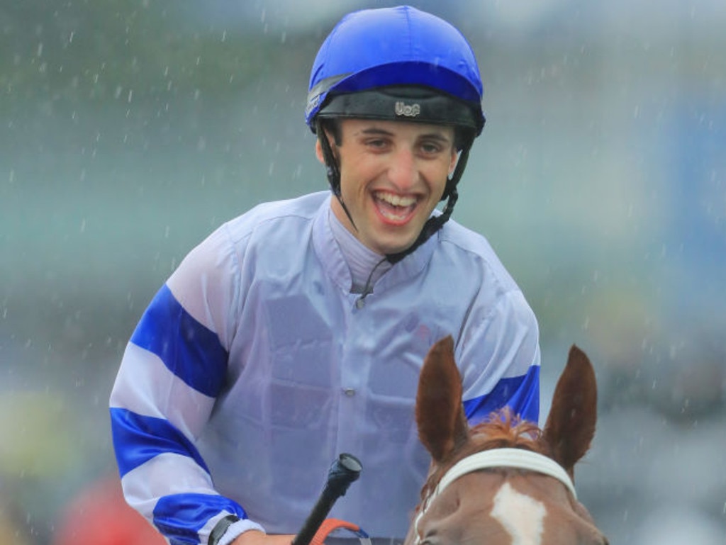 MELBOURNE, AUSTRALIA - NOVEMBER 02: Jake Toeroek on Kemalpasa returns to scale after winning race 1 the TAB Stakes during 2019 Derby Day at Flemington Racecourse on November 02, 2019 in Melbourne, Australia. (Photo by Mark Evans/Getty Images)