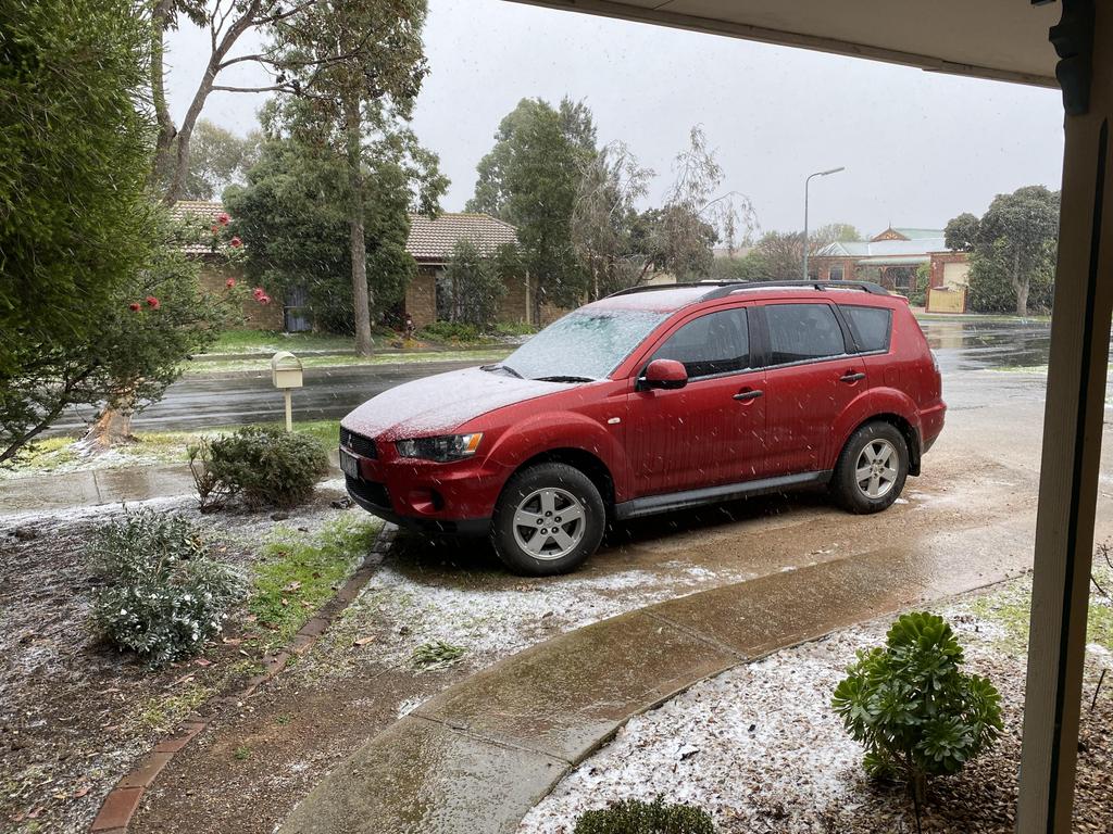 Snow was spotted on a car in Sunbury, northwest of Melbourne, on August 4, 2020.