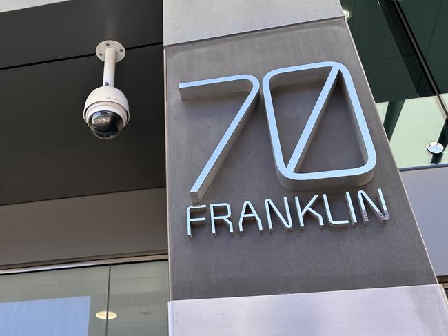 Cameras seen at the front of the Department of Home Affairs office on Franklin St in Adelaide CBD on Thursday morning.