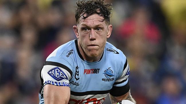 TOWNSVILLE, AUSTRALIA - JULY 27: Cameron McInnes of the Sharks during the round 21 NRL match between North Queensland Cowboys and Cronulla Sharks at Qld Country Bank Stadium, on July 27, 2024, in Townsville, Australia. (Photo by Ian Hitchcock/Getty Images)