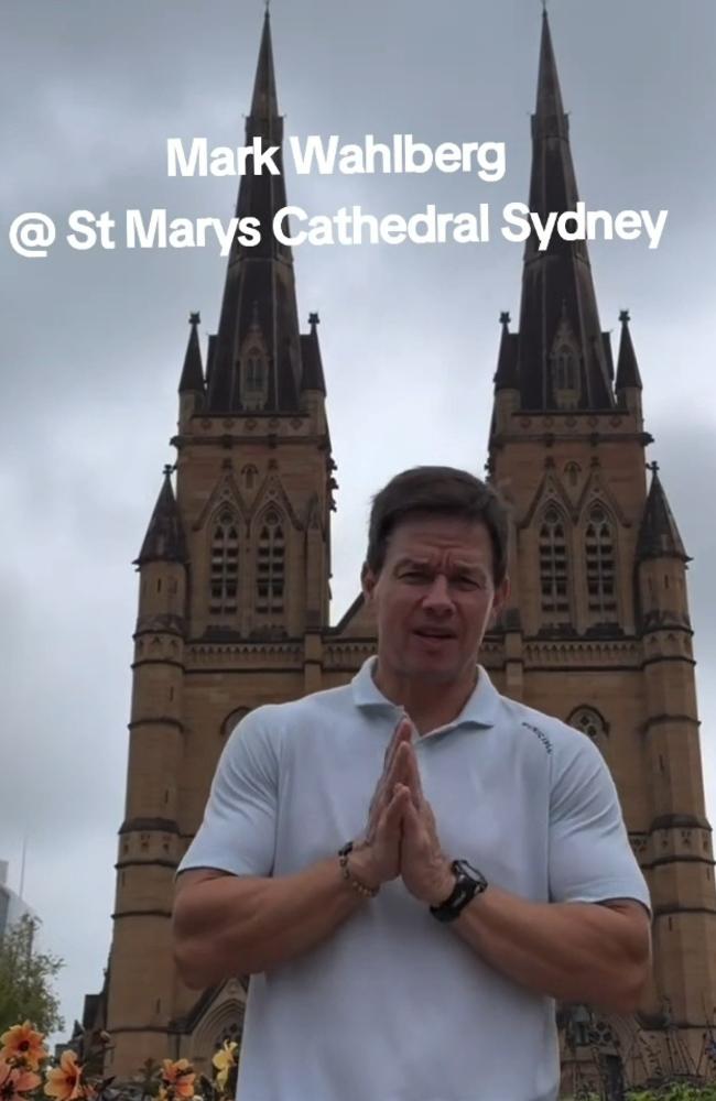 The devout Catholic outside St Mary's Cathedral in Sydney.