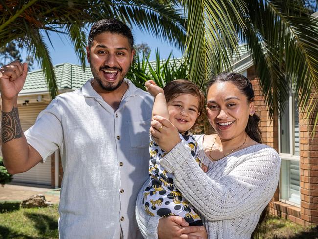 Melbourne first-home buyers are headed into a summer that could be their best chance to buy a home in years. Adarsh Manuel and wife April Teepa have just bought their first home this month, and are looking forward to raising their son Aiden, 15 months. Picture: Jake Nowakowski