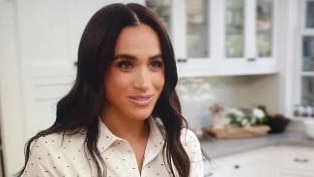 Meghan Markle with a bag of brand pretzels on her Netflix series. Picture: Supplied