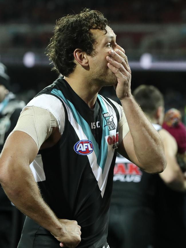 Steven Motlop following the after-the-siren loss to West Coast. Picture Sarah Reed