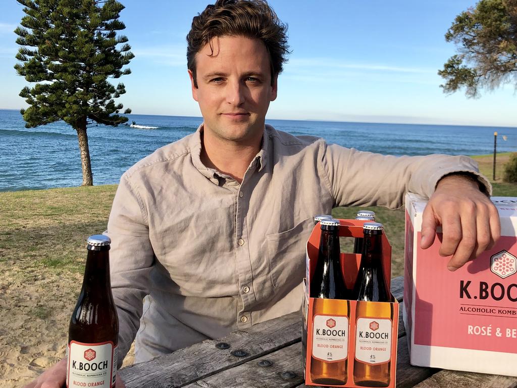 Nick Cogger has created his own line of alcoholic kombucha, KBooch. Picture: Supplied