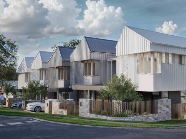 Wests Group has proposed a new 10-townhouse development across four adjoining blocks on corner of Rugby Rd and Lambton Rd, New Lambton. Artist impression: EJE Architecture