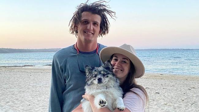 Abbey Livingston and partner, Blake Wilbraham with Frankie. Picture: Supplied