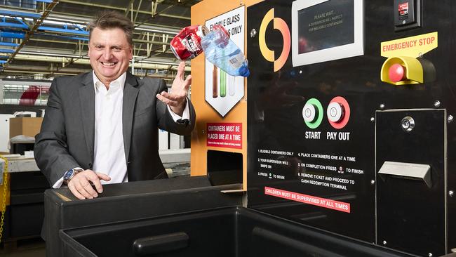 Container Deposit Systems executive chairman Brett Duncanson at the Tonsley manufacturing hub. Picture: MATT LOXTON