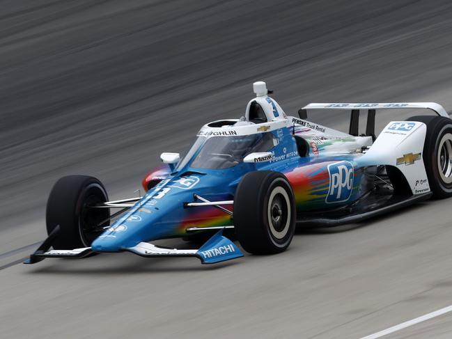 FORT WORTH, TEXAS - MAY 01: Scott McLaughlin of New Zealand, driver of the #3 PPG Team Penske Chevrolet, drives during practice for the NTT IndyCar Series Genesys 300 and XPEL 375  at Texas Motor Speedway on May 01, 2021 in Fort Worth, Texas. (Photo by Chris Graythen/Getty Images)