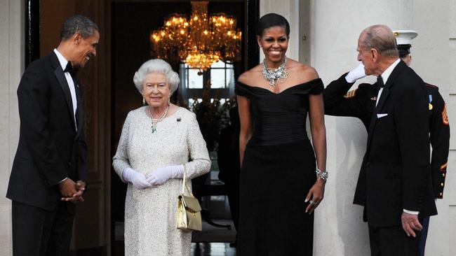 Barack and Michelle Obama with Queen Elizabeth II and Prince Philip in 2011. Picture: AFP