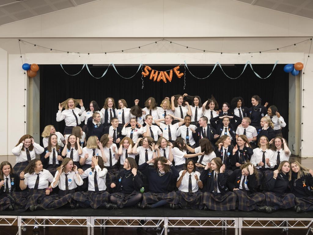 The Fairholme College Year 12 cohort has raised nearly $70,000 with their Shave for a Cure 2023 campaign. Picture: Kevin Farmer