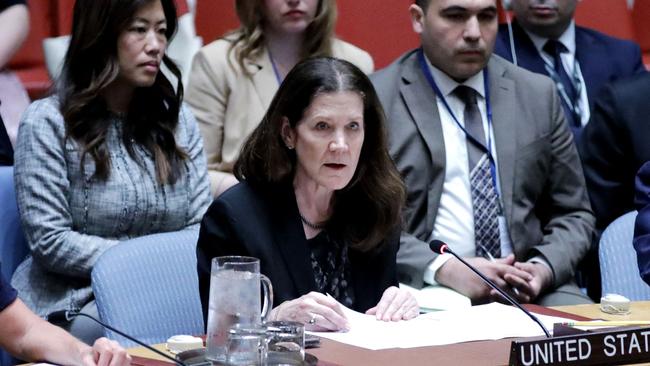US ambassador Dorothy Shea speaks during the UN Security Council meeting on Wednesday. Picture: AFP