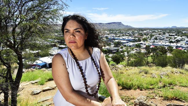 Warlpiri-Celtic woman Jacinta Nampijinpa Price in Alice Springs. Picture: Chloe Elrich.