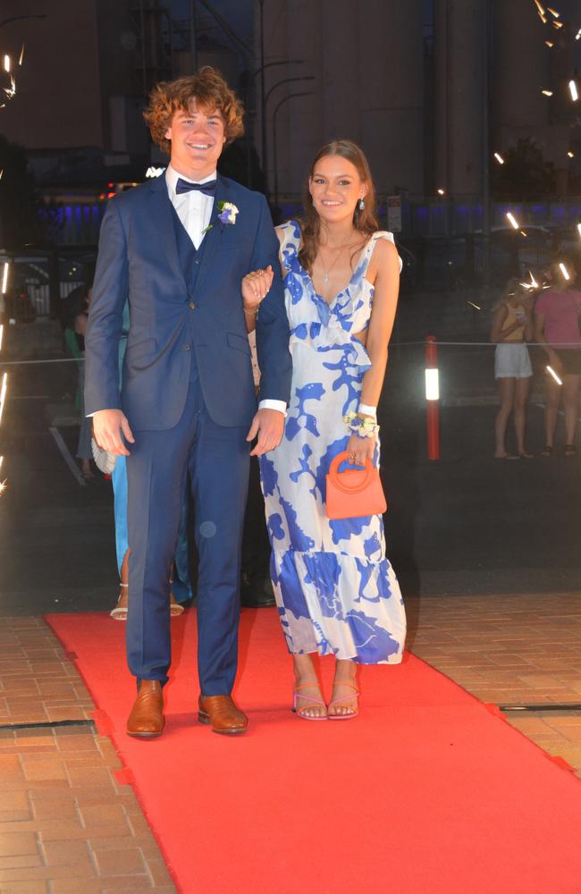 Toowoomba school formals. At the 2023 St Ursula's College formal is graduate Ellie Barrett with her partner. Picture: Rhylea Millar