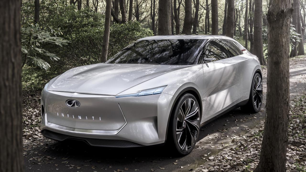 The lack of front grille and slender lights lend the car a futuristic appeal.