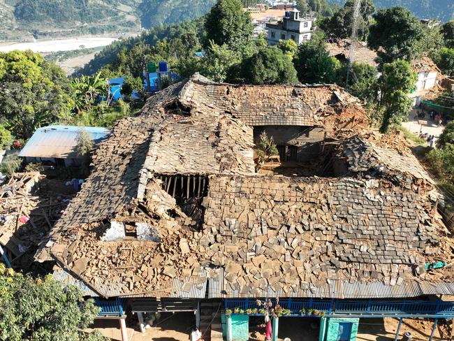 An aerial picture shows damaged buildings in Jajarkot district after an earthquake. Picture: AFP