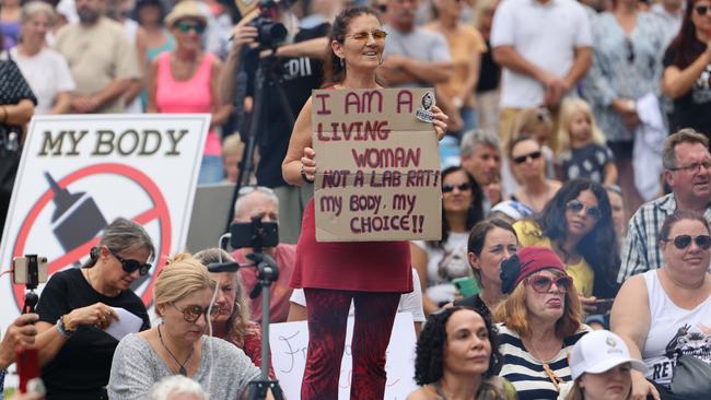 Protesters are claiming the COVID pandemic is not real in wild scenes in Brisbane’s City Botanic Garden.