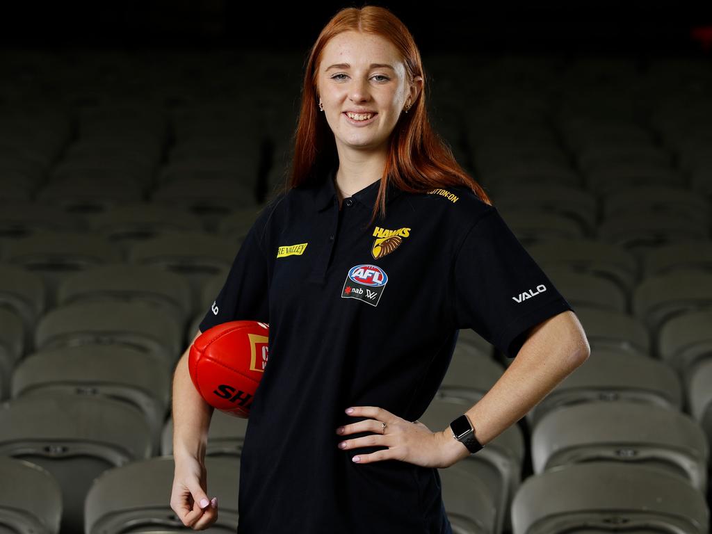 Mackenzie Eardley was the highest of the Beleura picks, going to the Hawks at No.6. Picture: Dylan Burns/AFL Photos via Getty Images