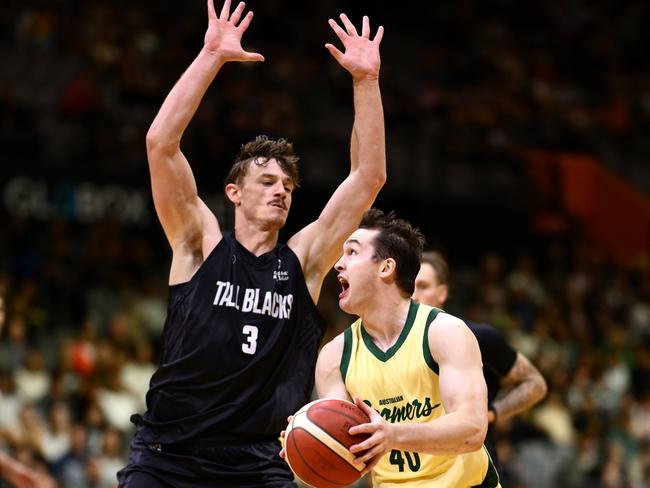 Elijah Pepper shone for the Boomers. Picture: Hannah Peters/Getty Images