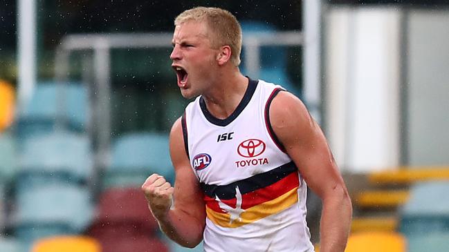 Crows forward Billy Frampton lives with Ladhams, but did not have contact with any of the guests invited into the house by the Power ruckman and Houston. Picture: Jono Searle/AFL Photos