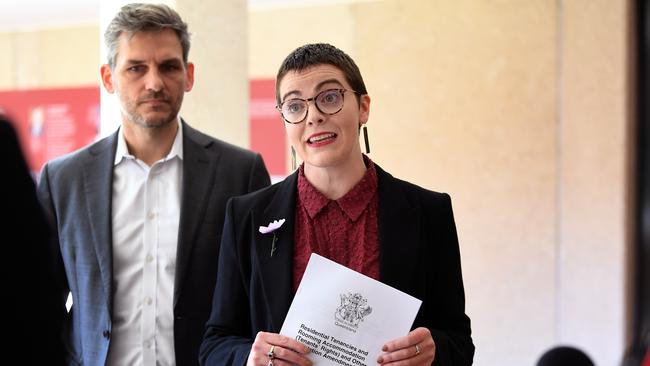 Queensland Greens MPs Amy MacMahon and Michael Berkman at Parliament House. Picture: NCA NewsWire / Dan Peled