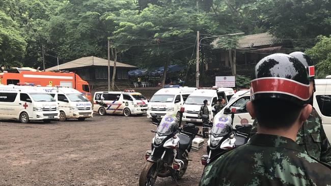Ten ambulances are at the site. Picture: Amanda Hodge.