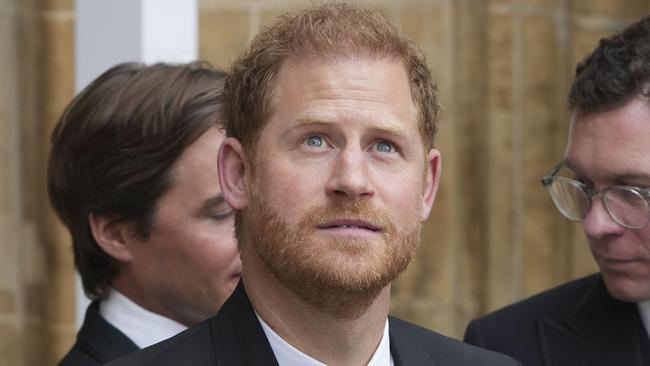 LONDON, ENGLAND - MAY 06: Prince Harry, Duke of Sussex and Jack Brooksbank (R) attend the Coronation of King Charles III and Queen Camilla on May 6, 2023 in London, England. The Coronation of Charles III and his wife, Camilla, as King and Queen of the United Kingdom of Great Britain and Northern Ireland, and the other Commonwealth realms takes place at Westminster Abbey today. Charles acceded to the throne on 8 September 2022, upon the death of his mother, Elizabeth II. (Photo by Dan Charity - WPA Pool/Getty Images)