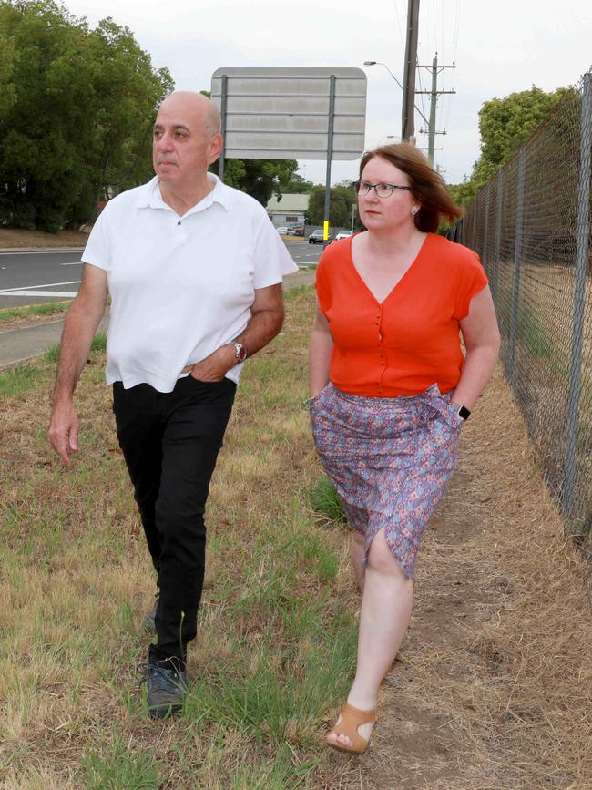 Pierre Esber and Donna Davis at the site they say a slip lane could open. Picture: Angelo Velardo