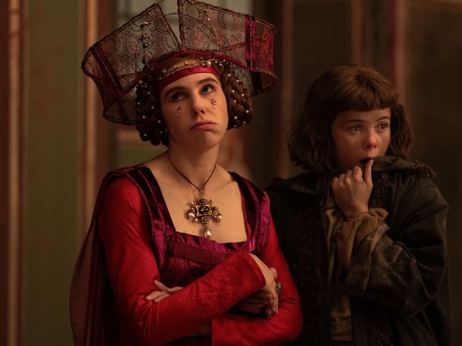 Zosia Mamet, left, and Saoirse-Monica Jackson in The Decameron. Picture: Netflix