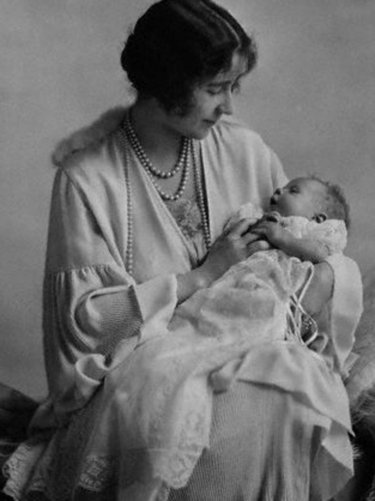 The Queen Mother (then the Duchess of York) with baby Princess Elizabeth, the future Queen Elizabeth II of England. Picture: Hulton-Deutsch Collection/CORBIS