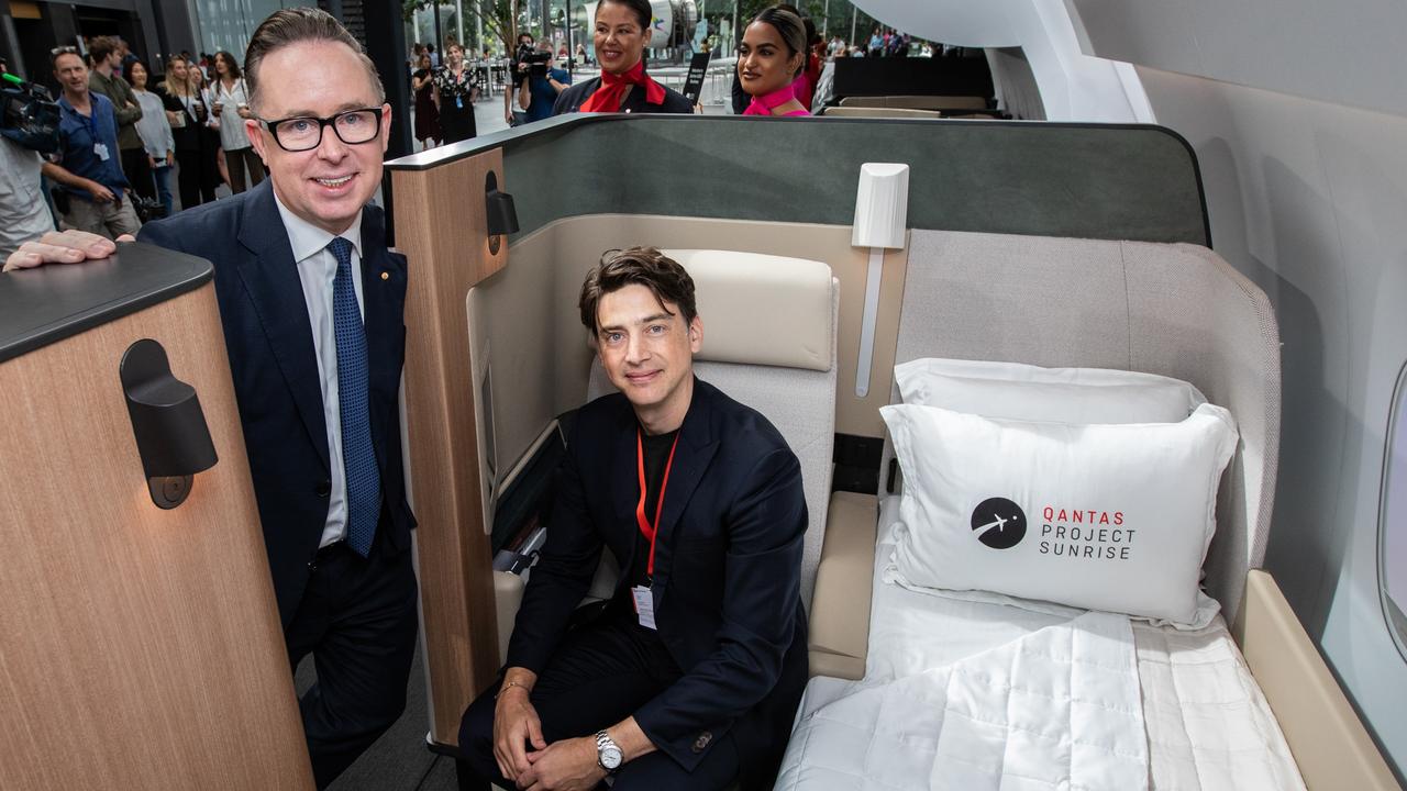 Qantas CEO Alan Joyce unveiled new business and first class seats on Thursday.