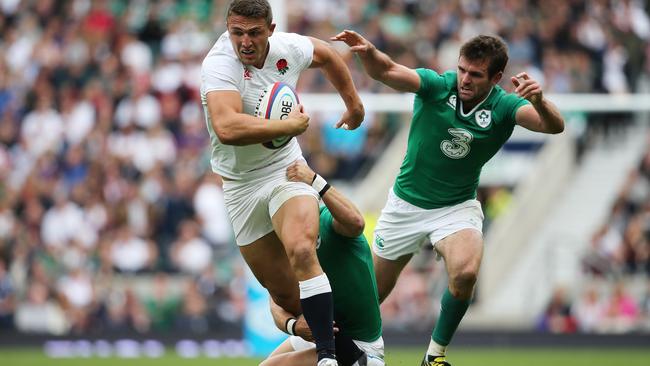 Former NRL star Sam Burgess put in a shift for England at Twickenham